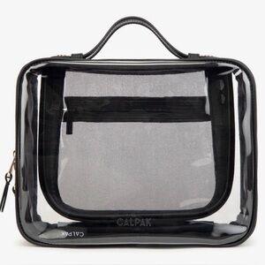 NWT Calpak Large Clear Cosmetic Case - Black